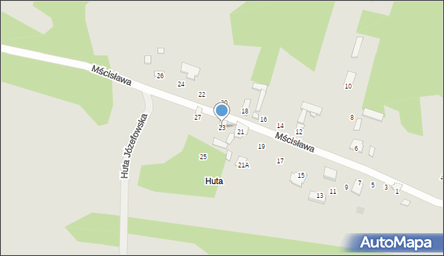 Radom, Mścisława, 23, mapa Radomia