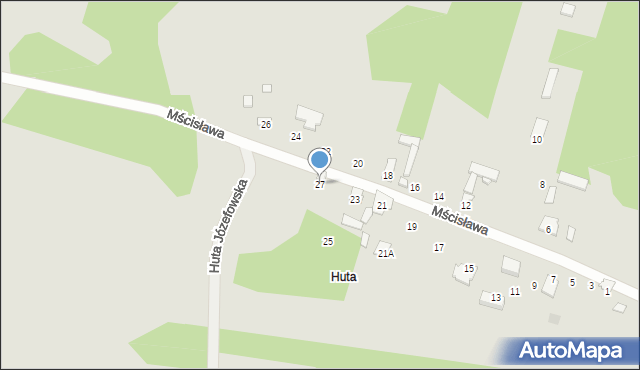 Radom, Mścisława, 27, mapa Radomia