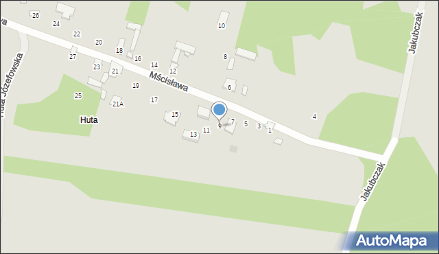 Radom, Mścisława, 9, mapa Radomia