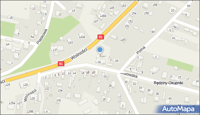 Rędziny, Mstowska, 1b, mapa Rędziny