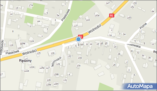 Rędziny, Mstowska, 8, mapa Rędziny