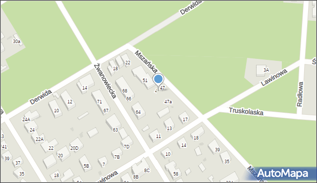 Warszawa, Mszańska, 47e, mapa Warszawy