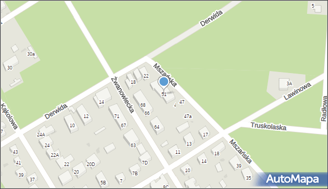 Warszawa, Mszańska, 51, mapa Warszawy