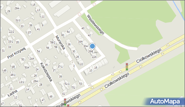 Białystok, Murarska, 24A, mapa Białegostoku