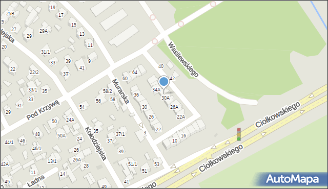 Białystok, Murarska, 32A, mapa Białegostoku