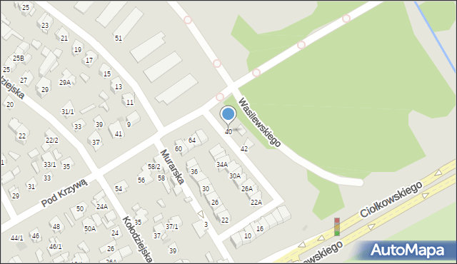 Białystok, Murarska, 40, mapa Białegostoku