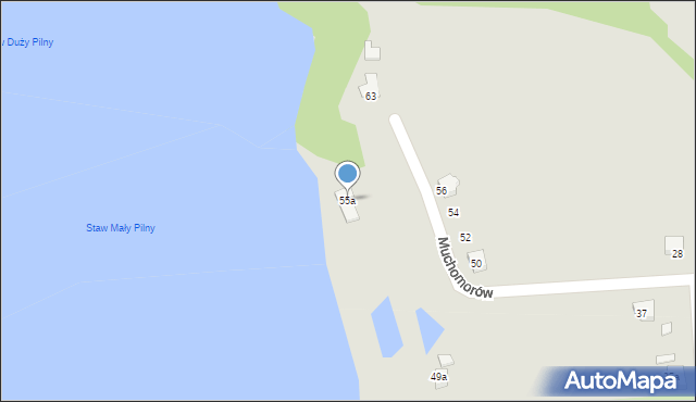 Bielsko-Biała, Muchomorów, 55a, mapa Bielsko-Białej