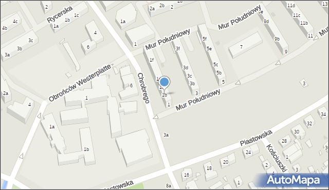 Choszczno, Mur Południowy, 1b, mapa Choszczno