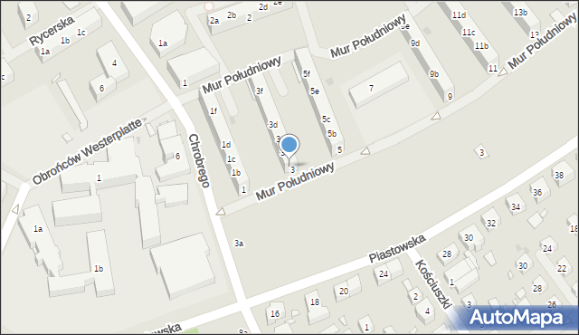 Choszczno, Mur Południowy, 3a, mapa Choszczno