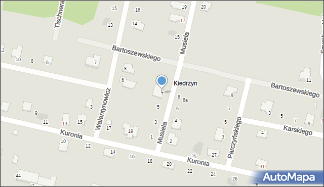 Częstochowa, Musiela Franciszka, ks. bp., 7, mapa Częstochowy