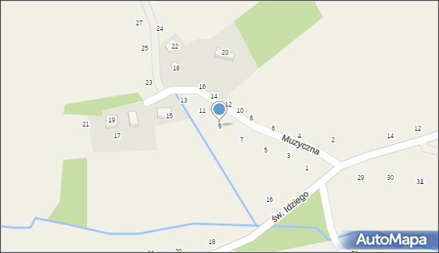 Giebułtów, Muzyczna, 9, mapa Giebułtów