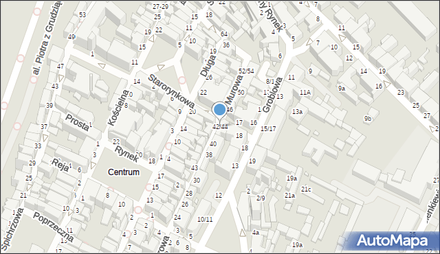 Grudziądz, Murowa, 42/44, mapa Grudziądza
