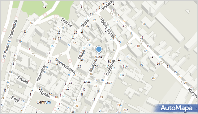 Grudziądz, Murowa, 52/54, mapa Grudziądza