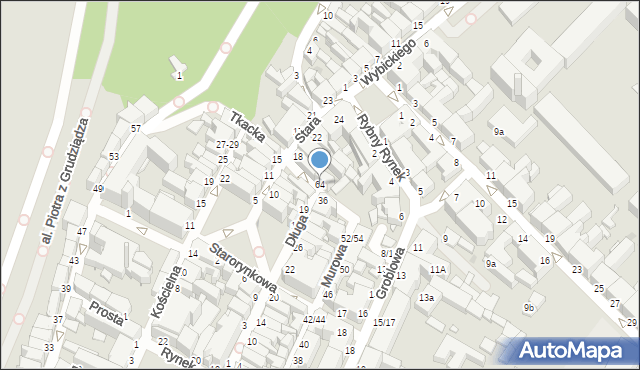 Grudziądz, Murowa, 64, mapa Grudziądza