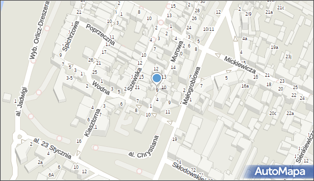 Grudziądz, Murowa, 9, mapa Grudziądza