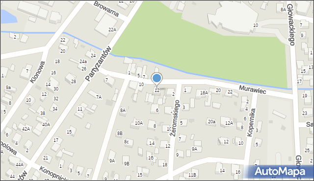 Jędrzejów, Murawiec, 12, mapa Jędrzejów