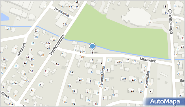 Jędrzejów, Murawiec, 9, mapa Jędrzejów