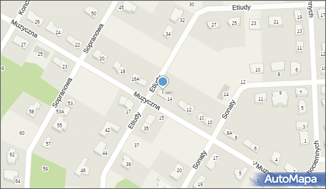 Książenice, Muzyczna, 14A, mapa Książenice