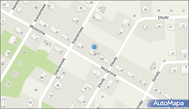 Książenice, Muzyczna, 18, mapa Książenice