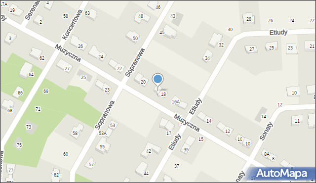 Książenice, Muzyczna, 18A, mapa Książenice