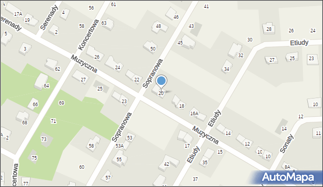 Książenice, Muzyczna, 20, mapa Książenice