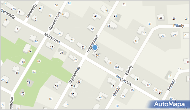 Książenice, Muzyczna, 20A, mapa Książenice