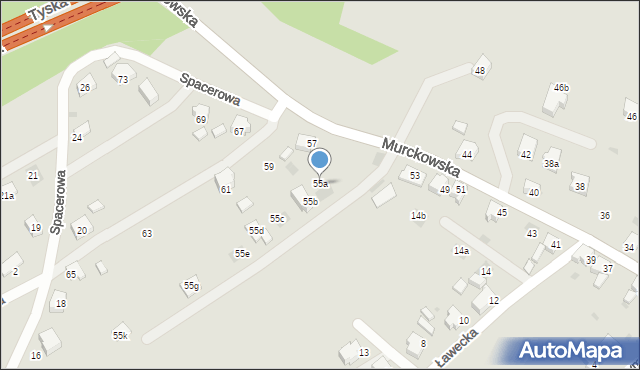 Lędziny, Murckowska, 55a, mapa Lędziny