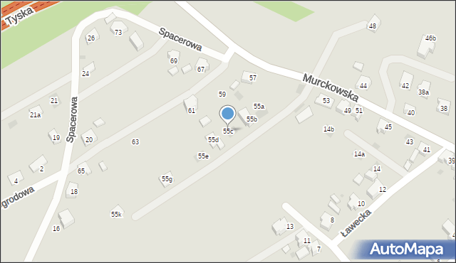 Lędziny, Murckowska, 55c, mapa Lędziny