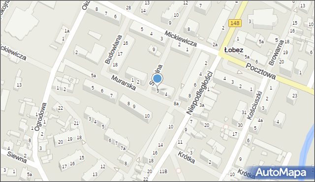 Łobez, Murarska, 3, mapa Łobez