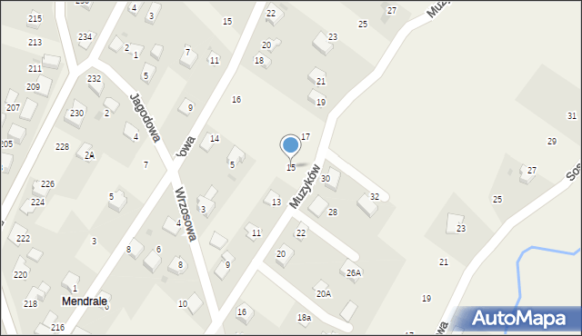 Łodygowice, Muzyków, 15, mapa Łodygowice