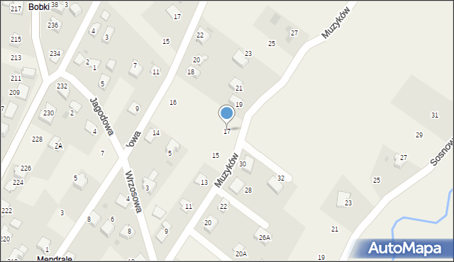 Łodygowice, Muzyków, 17, mapa Łodygowice