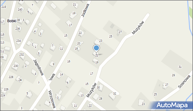 Łodygowice, Muzyków, 21, mapa Łodygowice