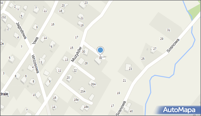 Łodygowice, Muzyków, 32, mapa Łodygowice