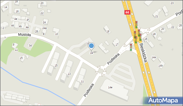 Mikołów, Musioła Ludwika, 14, mapa Mikołów