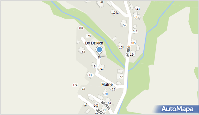Mutne, Mutne, 90, mapa Mutne