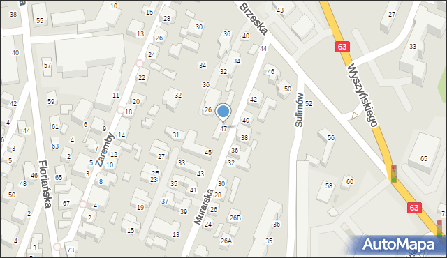 Siedlce, Murarska, 47, mapa Siedlce