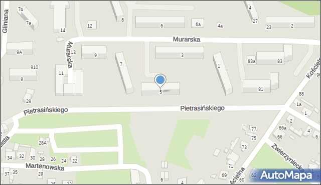 Starachowice, Murarska, 5, mapa Starachowic