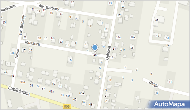 Strzebiń, Muszera Erwina, ks., 4a, mapa Strzebiń