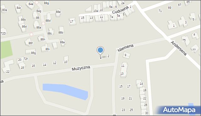 Szczecin, Muzyczna, 4, mapa Szczecina