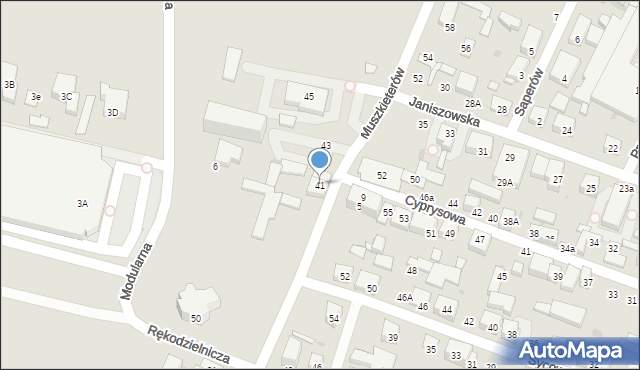 Warszawa, Muszkieterów, 41, mapa Warszawy