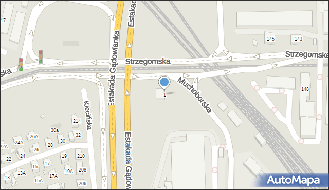 Wrocław, Muchoborska, 1, mapa Wrocławia