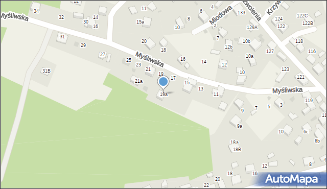 Balin, Myśliwska, 19a, mapa Balin