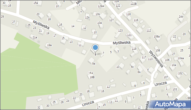 Balin, Myśliwska, 9, mapa Balin