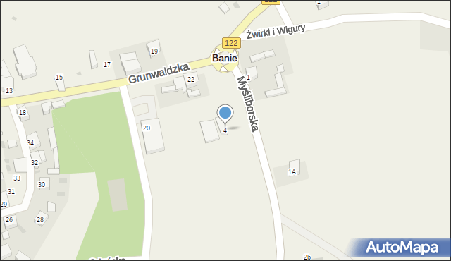Banie, Myśliborska, 4, mapa Banie