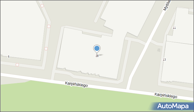 Białystok, Myśliwska, 18, mapa Białegostoku