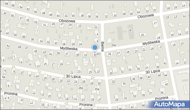 Bielsk Podlaski, Myśliwska, 31, mapa Bielsk Podlaski
