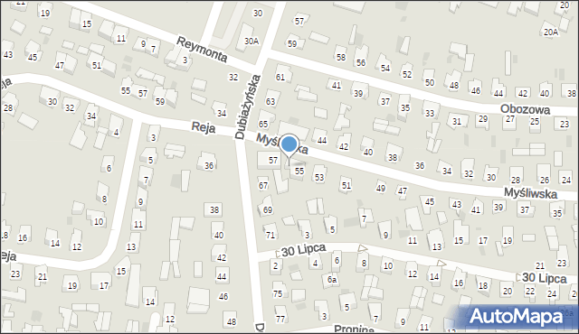 Bielsk Podlaski, Myśliwska, 55A, mapa Bielsk Podlaski