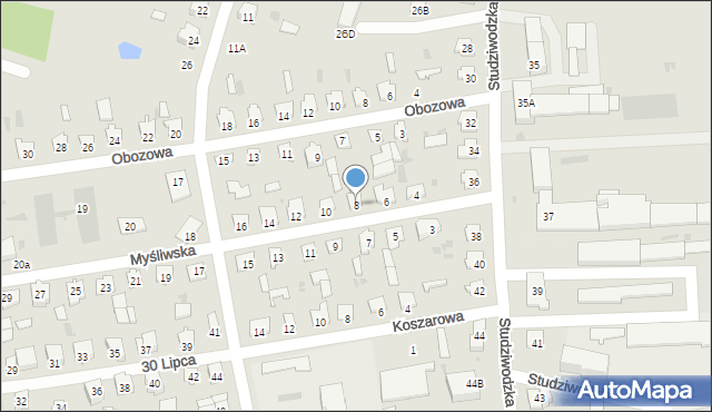 Bielsk Podlaski, Myśliwska, 8, mapa Bielsk Podlaski