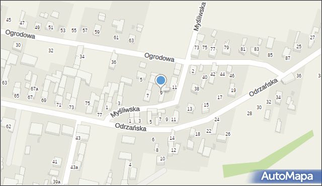 Bieńkowice, Myśliwska, 9, mapa Bieńkowice