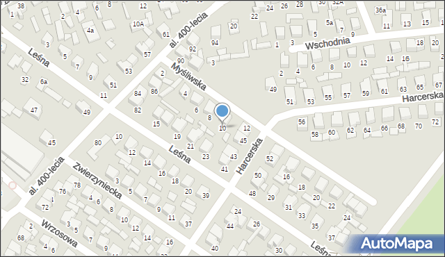 Biłgoraj, Myśliwska, 10, mapa Biłgoraj